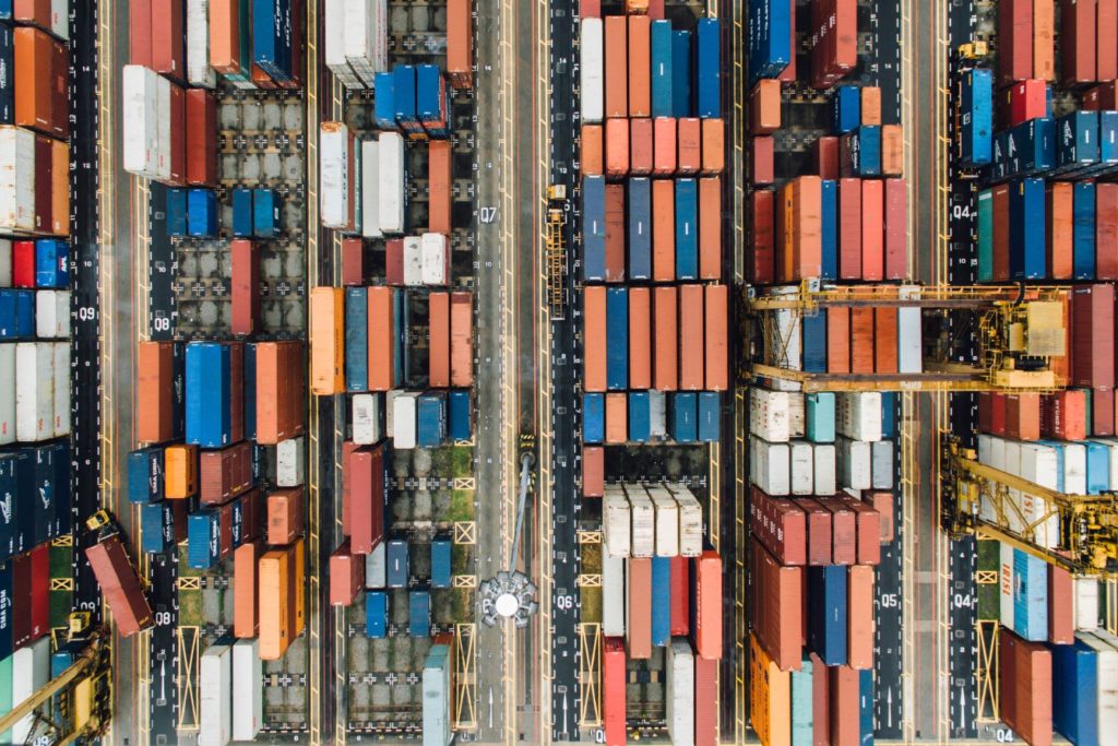 Overhead photo of trading containers
