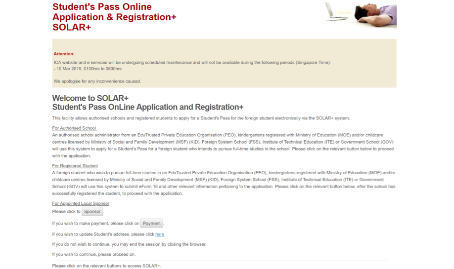 Student's Pass Online Application & Registration + SOLAR+