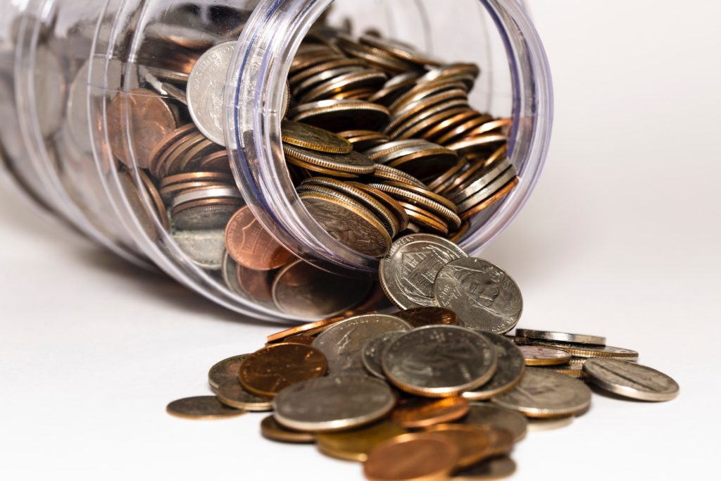 Coins in a jar 