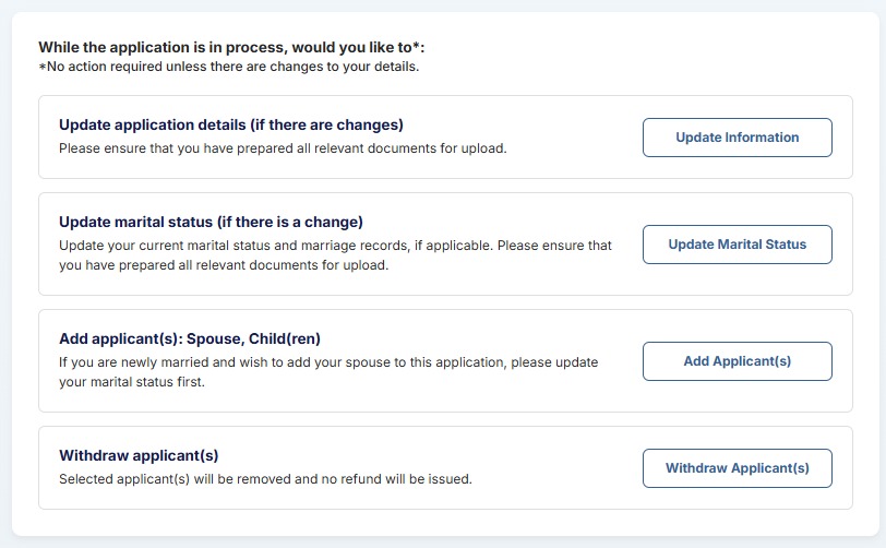 ICA Singapore PR pending application management options
